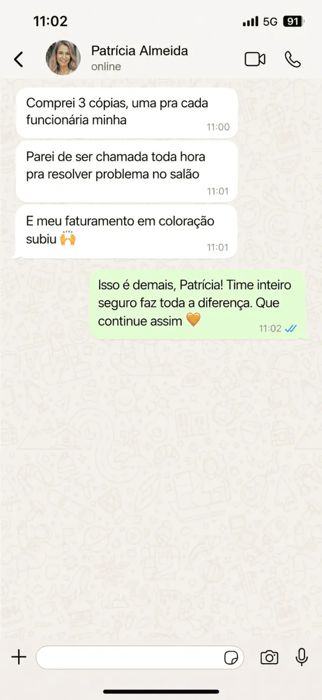 Depoimento de Patrícia Almeida no WhatsApp