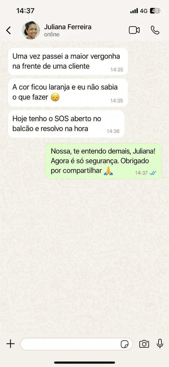 Depoimento de Juliana Ferreira no WhatsApp