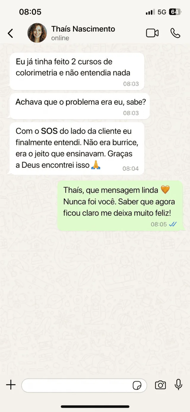 Depoimento de Thaís Nascimento no WhatsApp